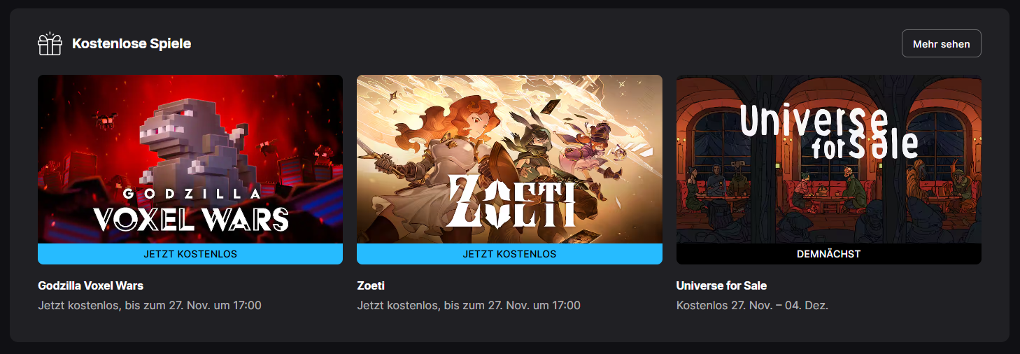 Zwei neue Gratis-Games bei Epic Games