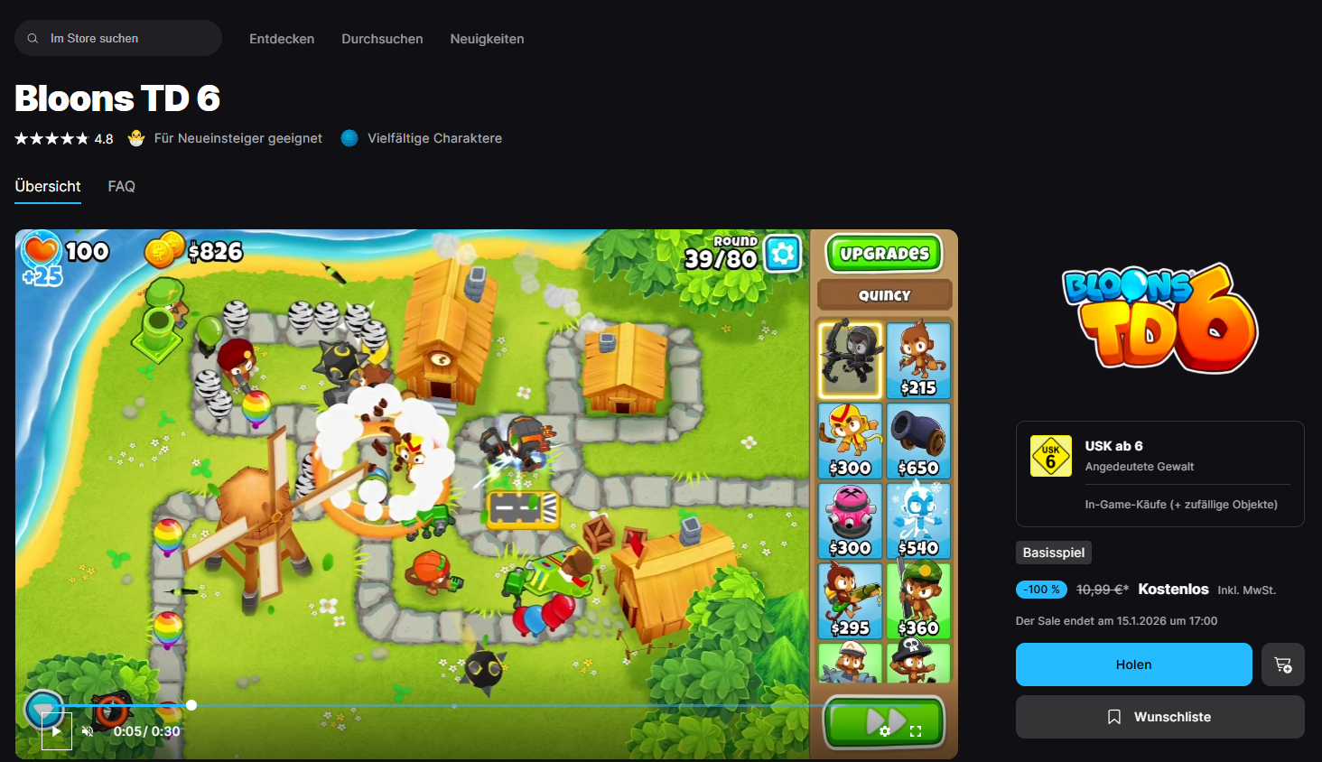 Bloons TD 6 ist jetzt kostenlos im Epic Games Store