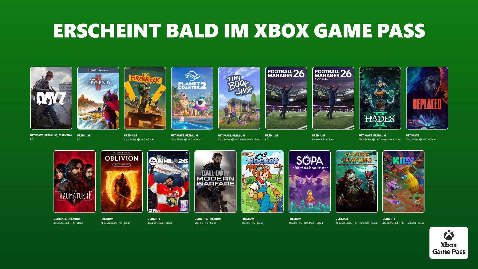 Xbox Game Pass: Neue Spiele im April