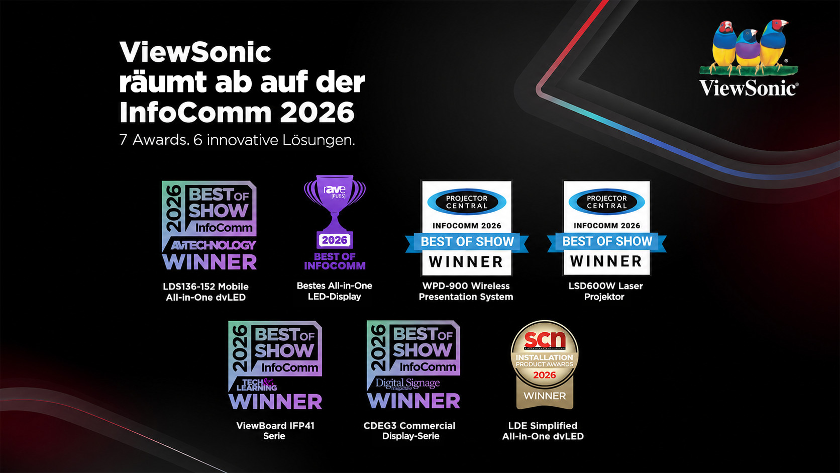 ViewSonic räumt sieben Branchen-Awards auf der InfoComm 2026 ab