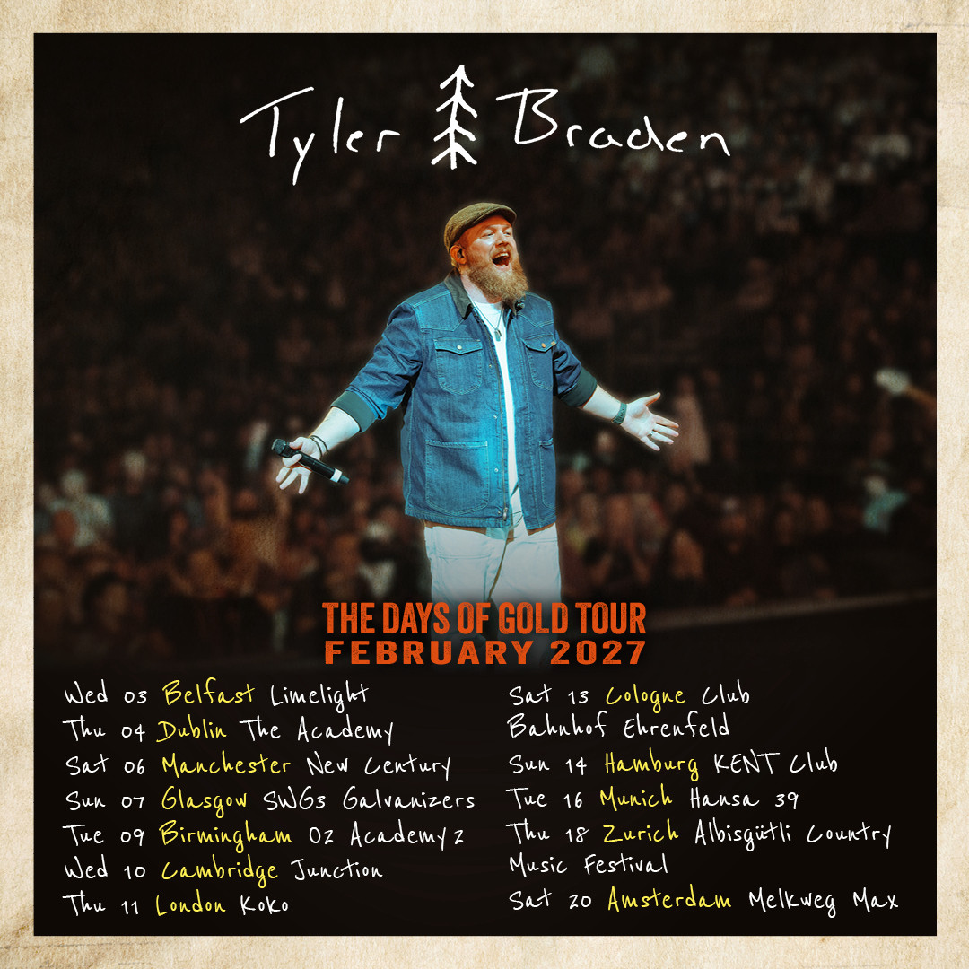 Tyler Braden: Europa-Tournee „The Days Of Gold“ für 2027 angekündigt