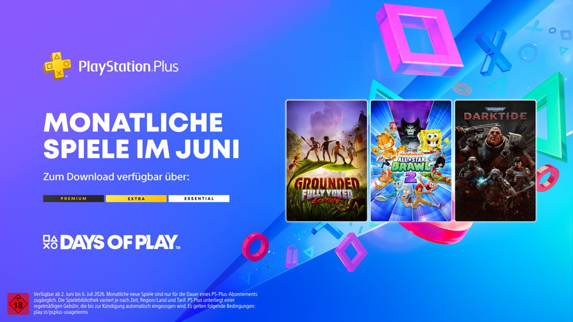PlayStation Plus im Juni: Grounded, Darktide & All-Star Brawl 2