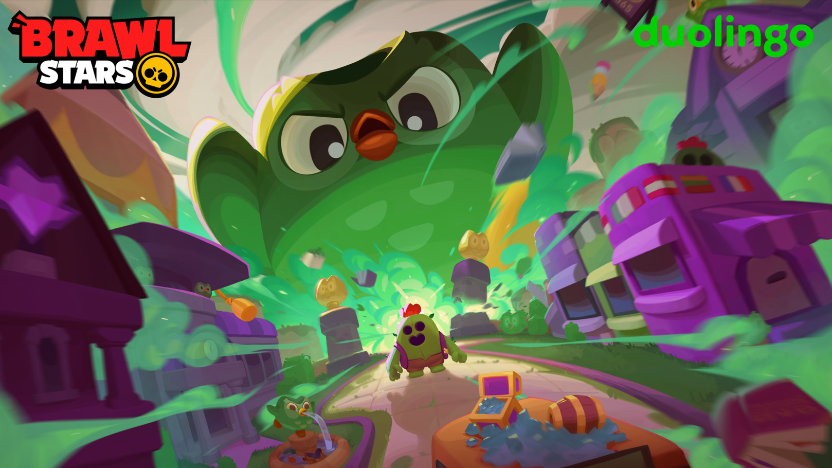 Brawl Stars trifft Duolingo: Duo und Spike kämpfen im Crossover Bild Brawl Stars trifft Duolingo: Duo und Spike kämpfen im Crossover Screenshot Brawl Stars trifft Duolingo: Duo und Spike kämpfen im Crossover Foto