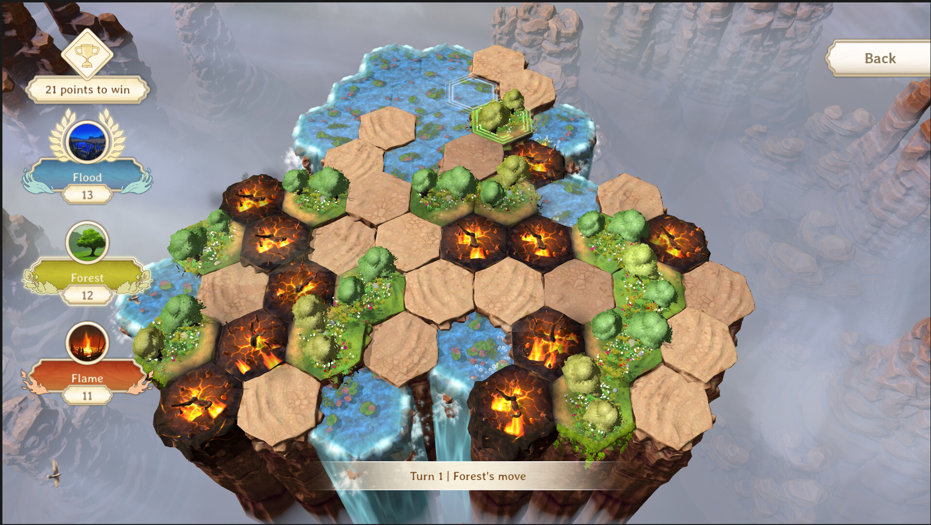 Flame, Forest & Flood: Cozy 3-Spieler-Strategie Screenshot