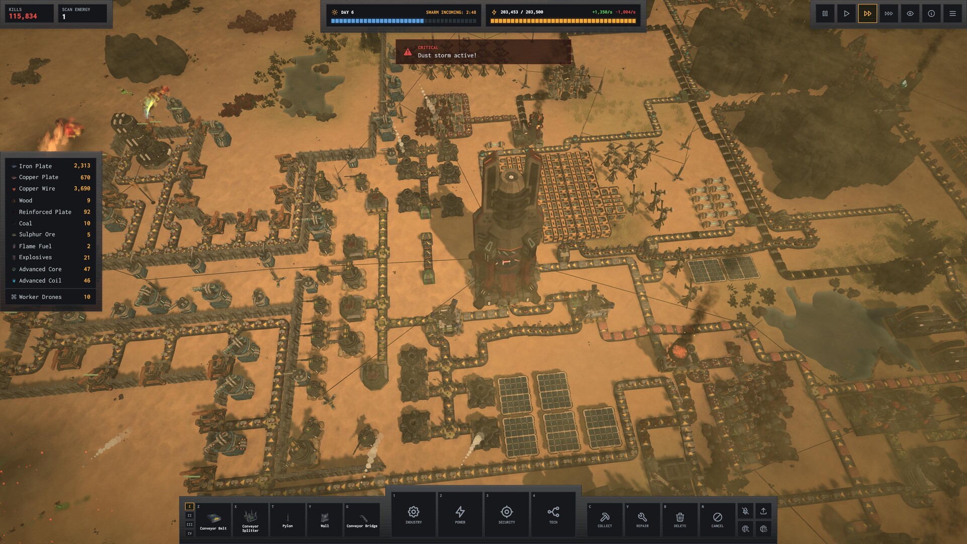 Beltfed angekündigt: Roguelike verbindet Fabrik-Automation und Swarms Screenshot